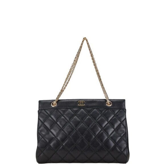 CHANEL Handbags - CHANEL Black Leather Logo Shoulder Bag